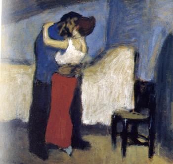 Pablo Picasso : embrace in an attic